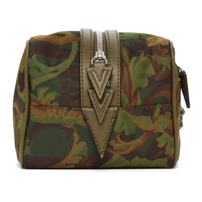 VERSACE GREEN & BROWN BAROCCOFLAGE WASH BAG 