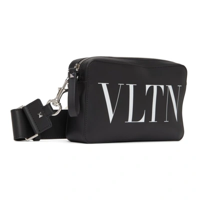 Shop Valentino Black 'vltn' Messenger Bag In Nero/bianco