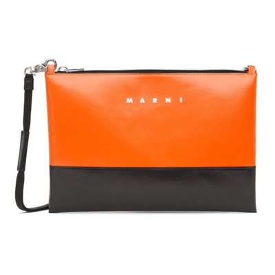 Shop Marni Orange & Black Tribeca Bag In Zn025 Carrot+black