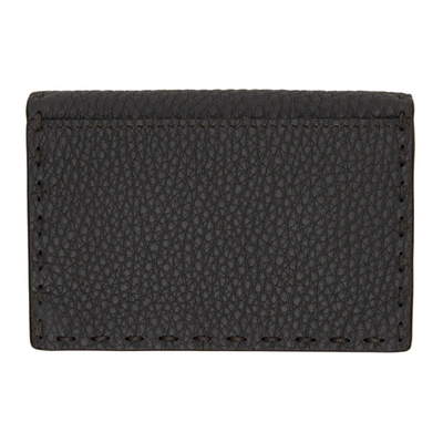 Shop Fendi Grey & Orange Selleria Flap Card Holder In F05ic Aspha