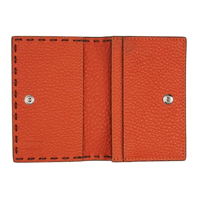 Shop Fendi Grey & Orange Selleria Flap Card Holder In F05ic Aspha