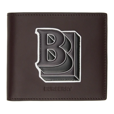 Shop Burberry Burgundy B Wallet In Deep Maroon