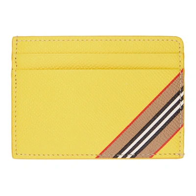 Shop Burberry Yellow Icon Stripe Kier Card Holder In Marigold Ye