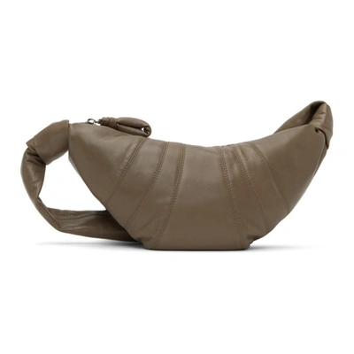 Shop Lemaire Taupe Small Croissant Bag In 939 Concrete Grey