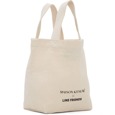 Shop Maison Kitsuné Beige Cotton Pride Fox Tote In Ecru