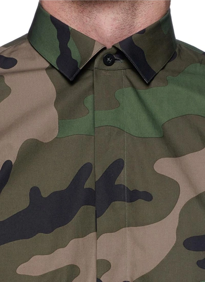 Shop Valentino Camouflage Print Poplin Shirt