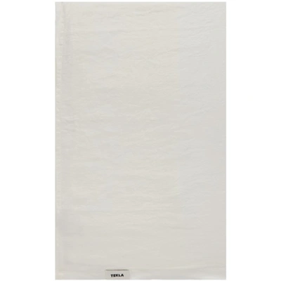 Shop Tekla White Linen Flat Sheet In Cream White