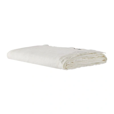 Shop Tekla White Linen Flat Sheet In Cream White