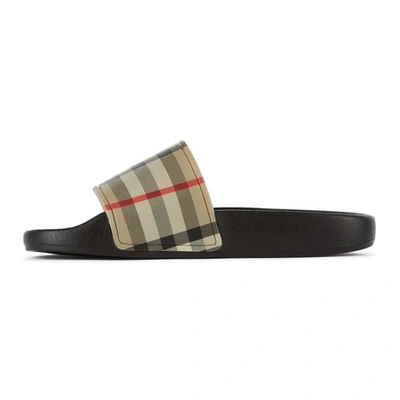 Shop Burberry Kids Vintage Check Furley Slides In Archive Beige