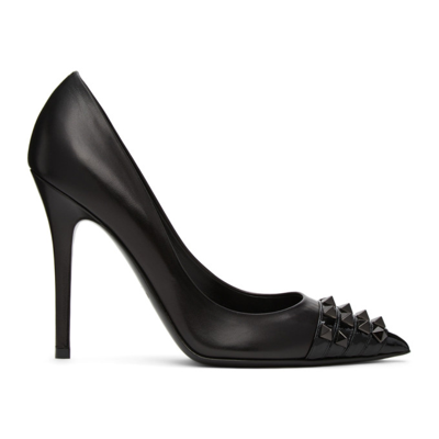 Shop Valentino Black Alcove Stud Toe Heels In 0no Black
