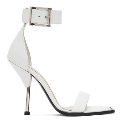 Shop Alexander Mcqueen White Double Strap Sandals In 9282 Silver