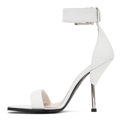Shop Alexander Mcqueen White Double Strap Sandals In 9282 Silver