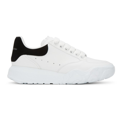 Shop Alexander Mcqueen White & Black Court Trainer Sneakers In 9061 White/white/bla