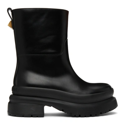 Shop Valentino Black Roman Stud Boots In 0no Black