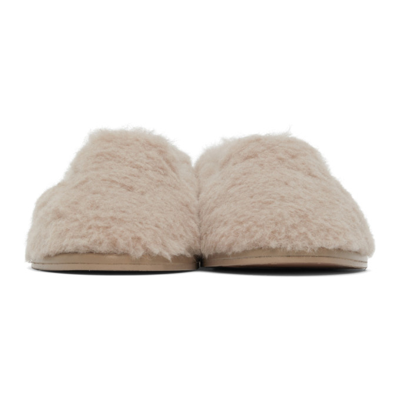 Shop Max Mara Beige Faux-fur Felia Loafers In 002 Sand