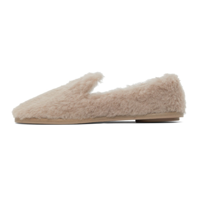 Shop Max Mara Beige Faux-fur Felia Loafers In 002 Sand