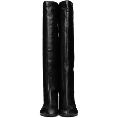 Jil Sander Knee-length High-heel Leather Boots In 001 Dark Black