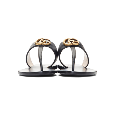 Shop Gucci Black Gg Marmont Sandals In 1000 Nero