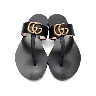 Shop Gucci Black Gg Marmont Sandals In 1000 Nero