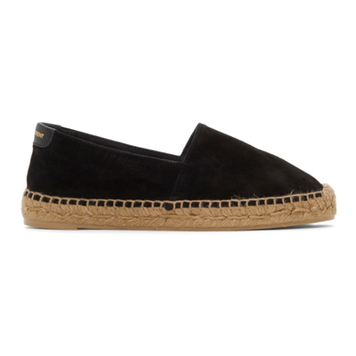 Shop Saint Laurent Black Suede Espadrilles In 1000 Black/black