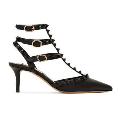 65mm Rockstud Leather Pumps In Nero 65mm Rockstud Leather Pumps In Nero