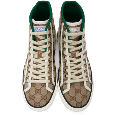 Shop Gucci Beige ' Tennis 1977' High-top Sneakers In 9765 Be-ebo/my.wh/vr