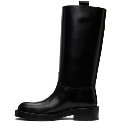 Ann Demeulemeester Leather Stein Boots In Black