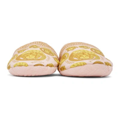Shop Versace Pink Barocco Slippers In Z7127 Rosa-oro