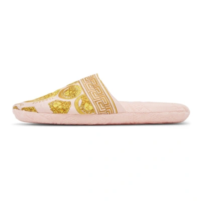 Versace Bath Slippers Pink Gold In White | ModeSens