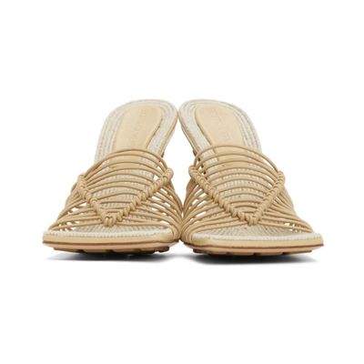 Shop Bottega Veneta Beige Knotted Stretch Mules In 2624 Cane Sugar