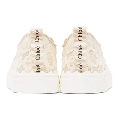 Shop Chloé Beige Lace Lauren Slip-on Sneakers In 6j1 Mild Beige