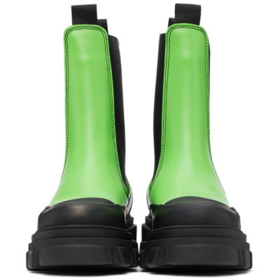 Shop Ganni Green Leather Mid-calf Boots In 783 Flash Green