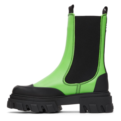 Shop Ganni Green Leather Mid-calf Boots In 783 Flash Green