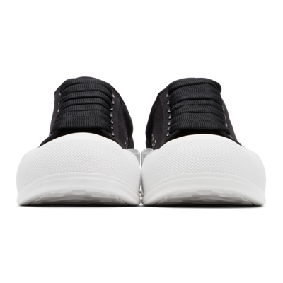 Shop Alexander Mcqueen Black Deck Plimsoll Sneakers In 1070 Black/black/whi