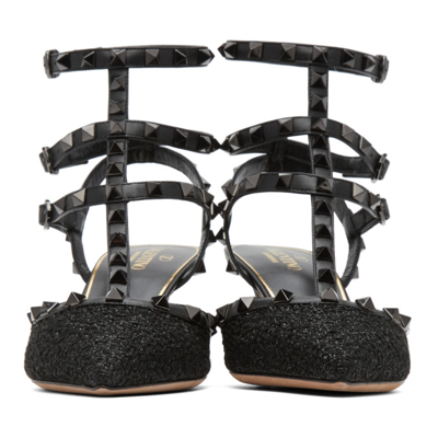 Shop Valentino Black Lurex Bouclé Rockstud Heels In 0no Black