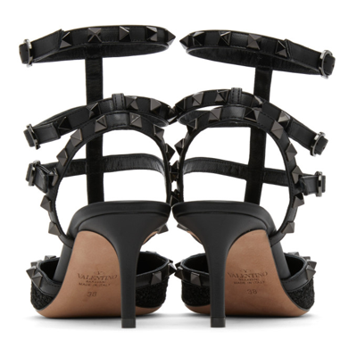 Shop Valentino Black Lurex Bouclé Rockstud Heels In 0no Black