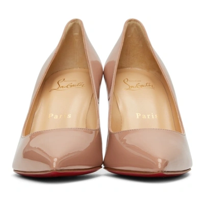 Shop Christian Louboutin Beige Patent So Kate 85 Heels In Pk1a Nude