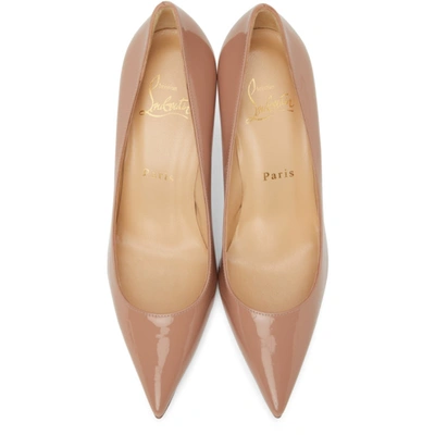 Shop Christian Louboutin Beige Patent So Kate 85 Heels In Pk1a Nude