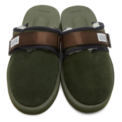 Shop Suicoke Zavo-mab Sandals In Olive/sage Green