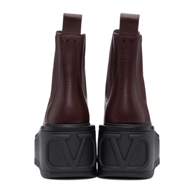 Shop Valentino Burgundy  Garavani Uniqueform Chelsea Boots In U26 Rbn/blk