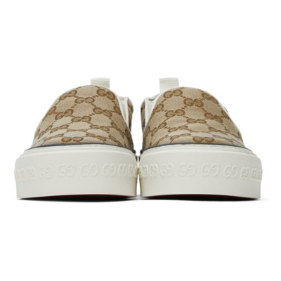 Shop Gucci Beige ' Tennis 1977' Slip-on Sneakers In 9762 Bei-ebo/m.w/m.w