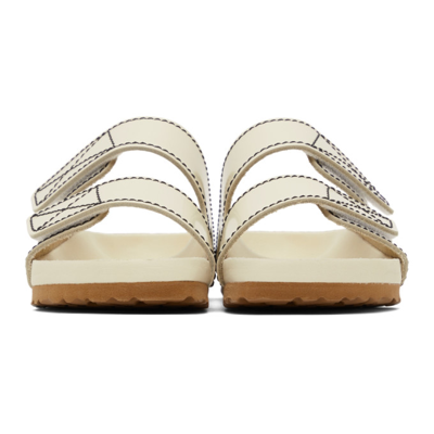 Proenza Schouler + Birkenstock Arizona Topstitched Glossed-leather Sandals  In White | ModeSens