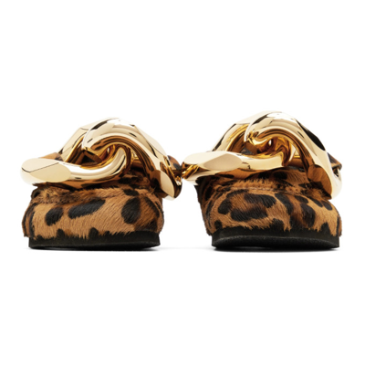 Shop Jw Anderson Brown Calf Hair Chain Loafers In 810 Medium Orange