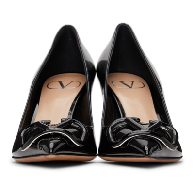 Shop Valentino Patent Vlogo Heels In 0no Black