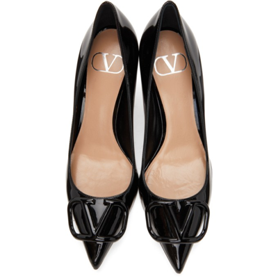 Shop Valentino Patent Vlogo Heels In 0no Black