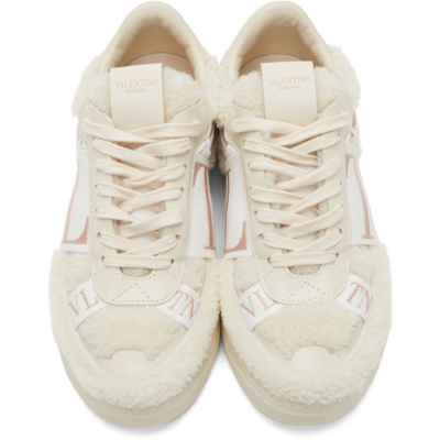 Shop Valentino Off-white Wool Vl7n Sneakers In 749 White/cinnamon