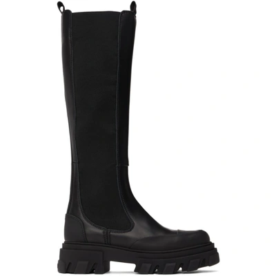 Ganni Calf Leather High Chelsea Boot In Black | ModeSens