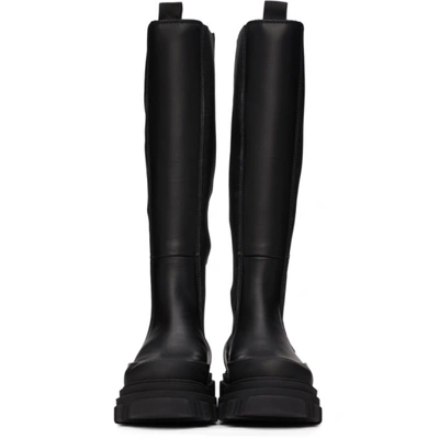 Shop Ganni Black Leather Tall Boots In 099 Black