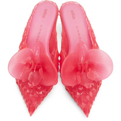 Shop Y/project Pink Melissa Edition Floral Point Mules In Hot Pink