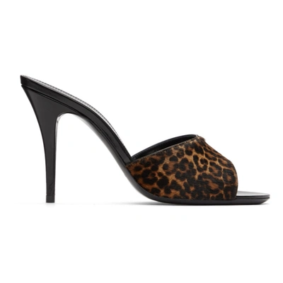 Shop Saint Laurent Black & Brown Leopard La 16 Mules In 2094 Ntrlct